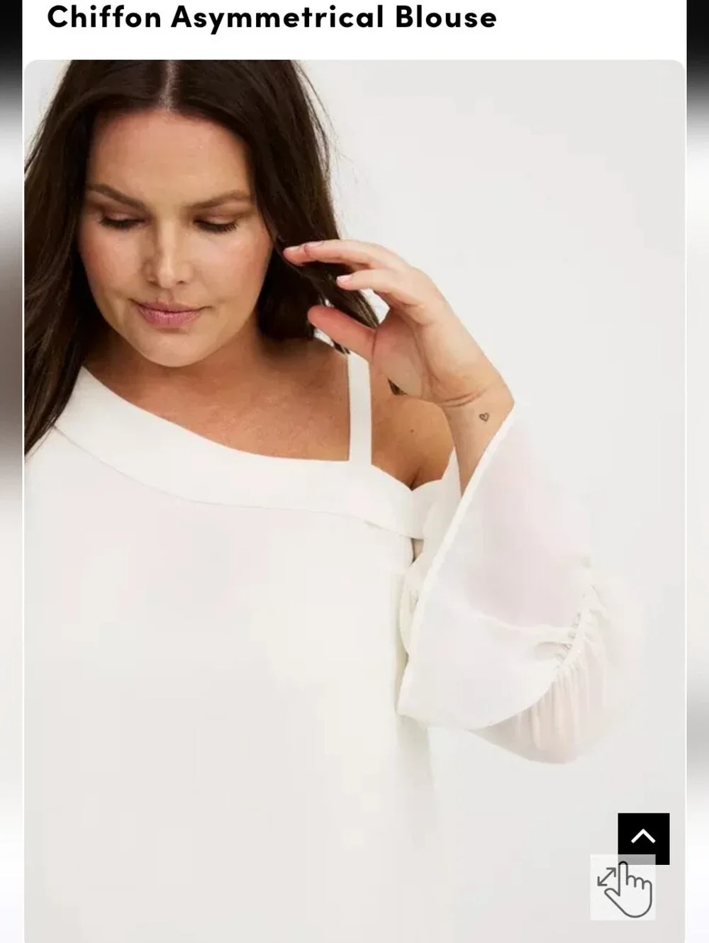 NEW Torrid 0X Size 12 Chiffon Asymmetrical One-Shoulder Blouse White 3692-CT - Picture 4 of 11